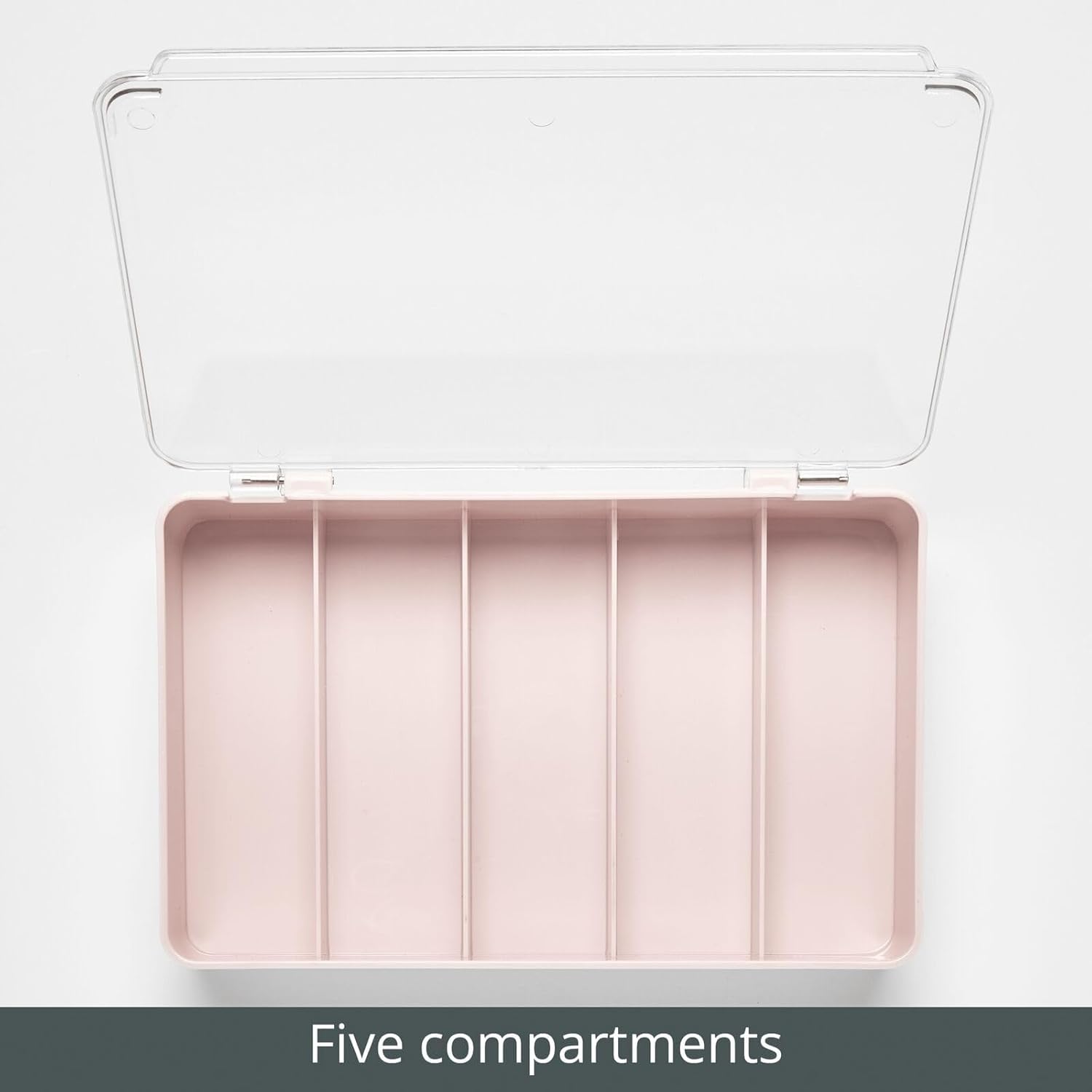 mDesign Plastic Stackable Eyeglass Case Storage Organizer with Hinged Lid for Unisex Sunglasses, Reading Glasses, Fashion Eye Wear, Protective Glasses, 5 Sections, Ligne Collection, 2 Pack, Light Pink