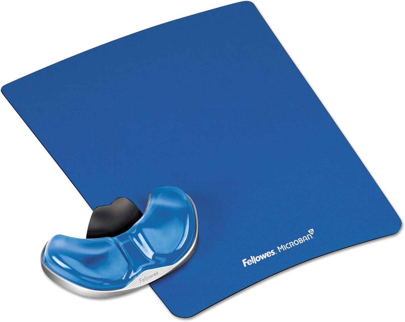 Fellowes Gliding Palm Support with Microban Protection and Gel Mouse Pad, Blue (9180601), 0.75"H x 9"W x 11"D