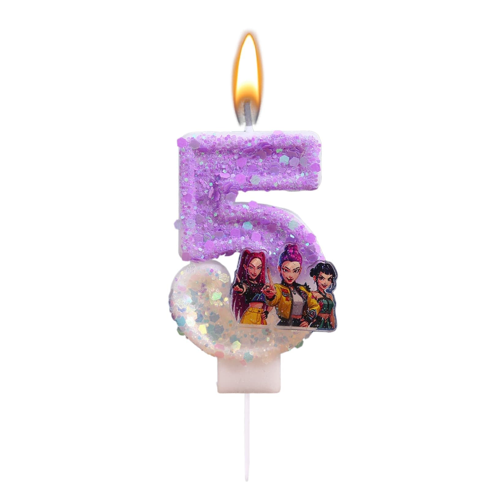 Korea Pop Demon Movie Hunters Birthday Number 5 Candles, Cute Cake Decoration, Perfect for Birthday Party Decorations (5)