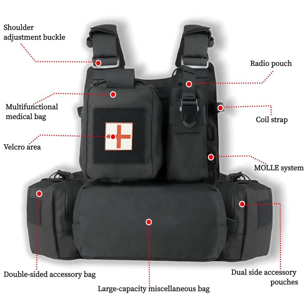 Taktische Weste Mit Schnellverschluss Und Vollem Schutz, Outdoor-Camping-Trainingsweste Mit Molle-Technologie, Mit Verstellbaren TräGern Und Mehreren Taschen