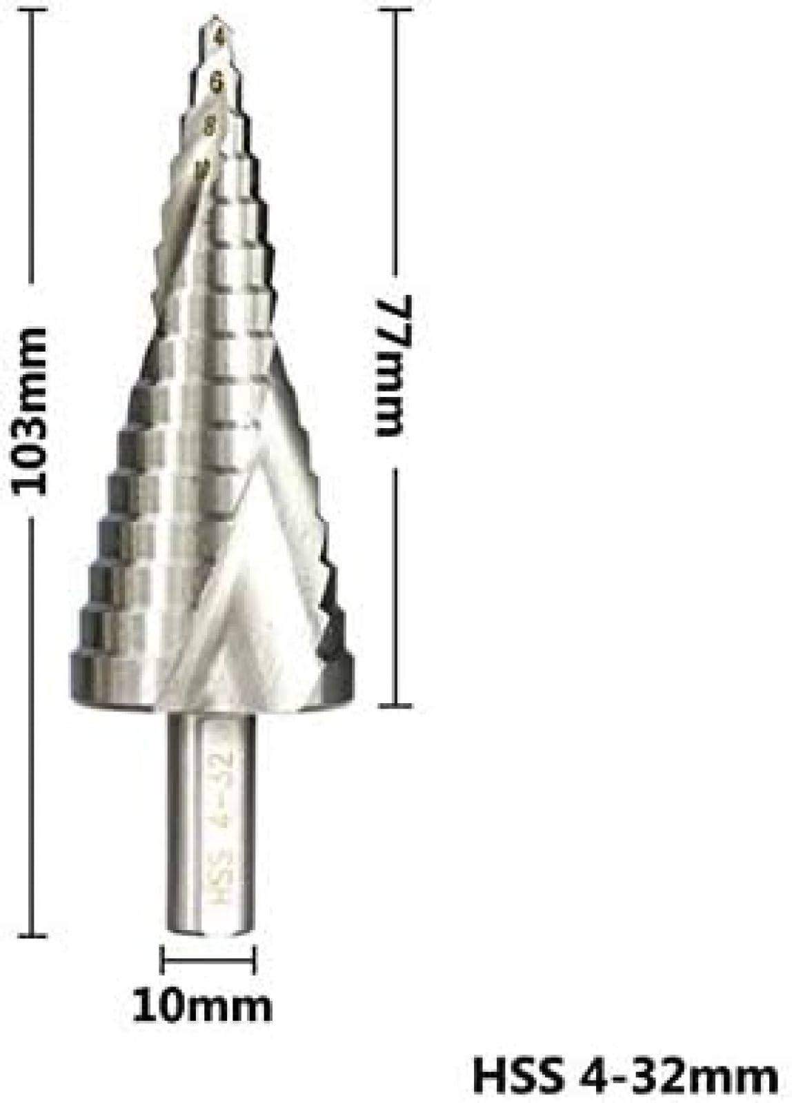 Wiertło Stopniowe, Wiertła Do Metalu, Wiertło Stopniowe Z Węglików Spiekanych HSS 4-32 Mm 6-60 Mm Wiertło Stopniowe Rowek Spiralny Wiertło Pagoda Trójkątny Uchwyt Dłuto Wiertarka Stożkowa Stopniow