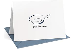 Folded Note Cards with Monogram and Personalized Name