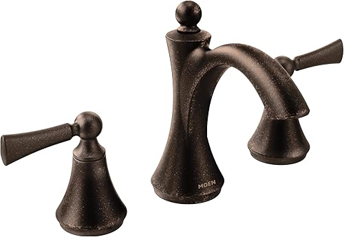 Moen T4520ORB Wynford - Grifo de baño de arco alto de dos manijas sin válvula, bronce aceitado