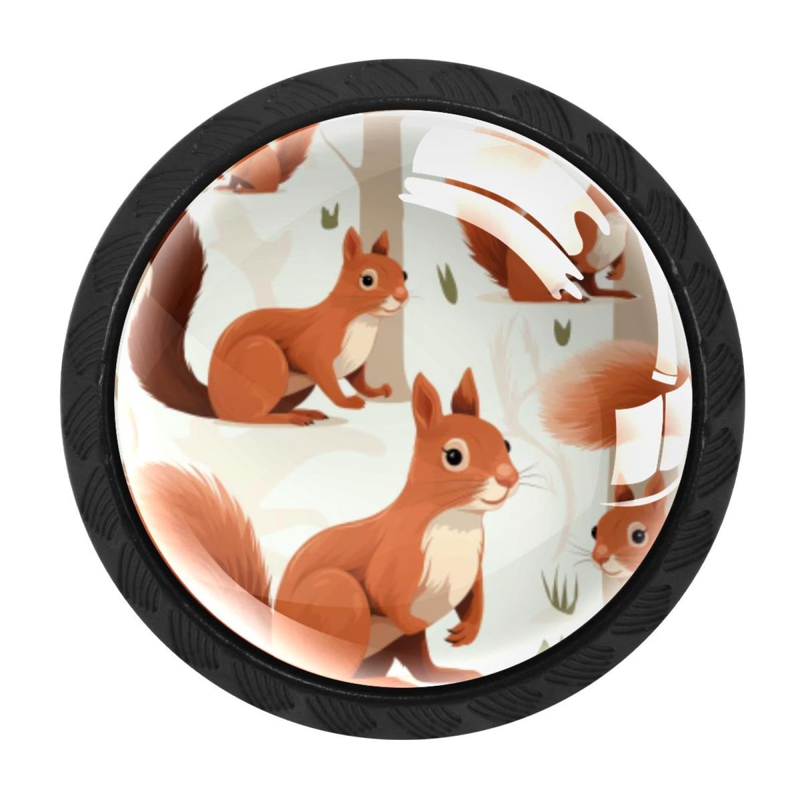 Chenzzzz Multicolored 08 4 Pieces Squirrel Kitchen Cabinet Knobs Drawer Knobs Dresser Knobs Black Knobs Drawer Pulls Dresser Drawer Handles Knobs For Dresser Drawers