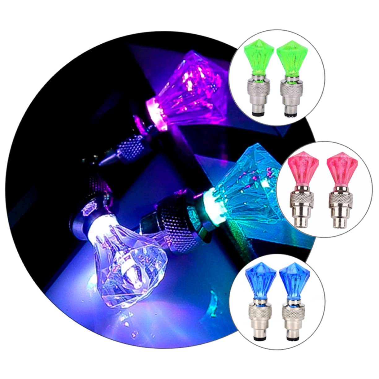 Yardwe Vélo Valve Lumière Pédale Tige Phare Néon Feux De Roue LED Blinker Bike Light Housse Pneu Volant Voiture Vélo Lumière Éclairage Vélo De Route Plastique
