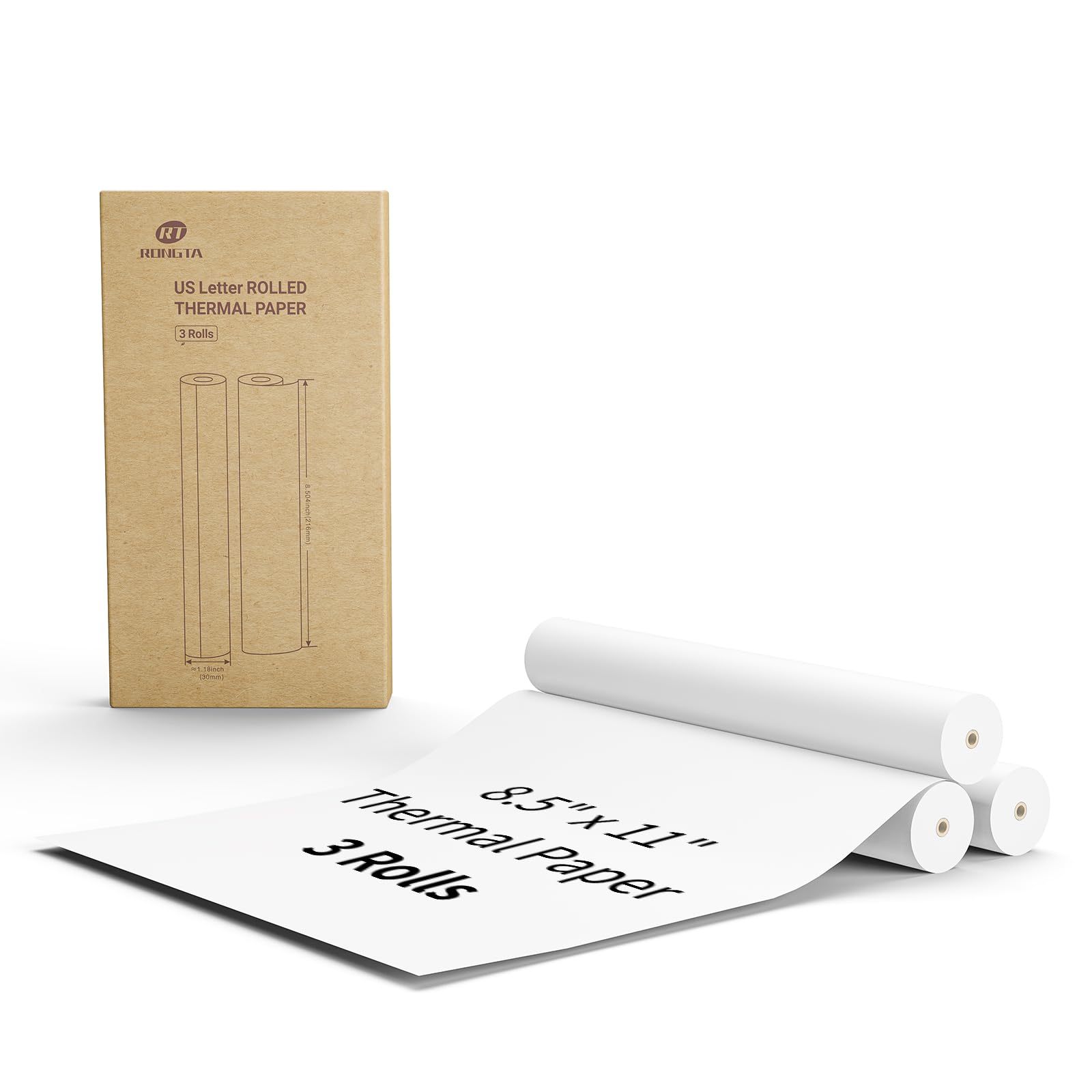 Rongta Thermal Printer Paper 8.5 x 11 Inch, Advanced Quick-Dry US Letter Size Thermal Paper Compatible with Letter Portable Printer, Printing Paper for F81, F82, PN81, White, 3 Rolls