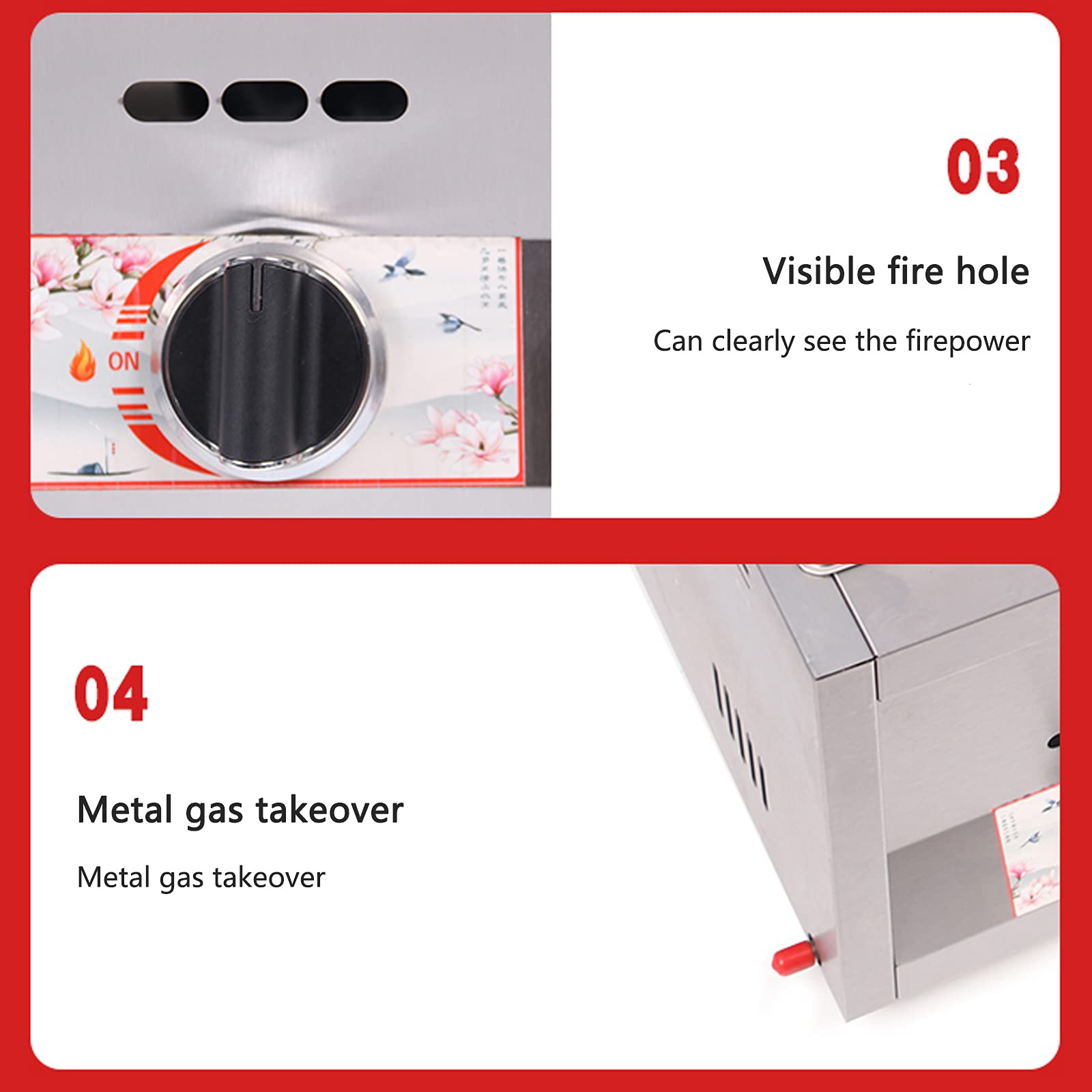 Friggitrice a Gas di Grande capacità 10/20/30 l, friggitrice a GPL in Acciaio Inossidabile per Uso Domestico e Commerciale, Potenza di Fuoco Regolabile, con cestelli e coperchi, per Patatine