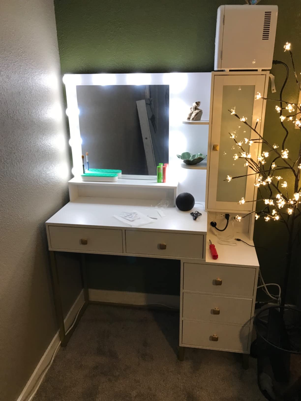 48/mo Finance Tiptiper Makeup Vanity with Lights and Charging Station, Vanity Mirror with