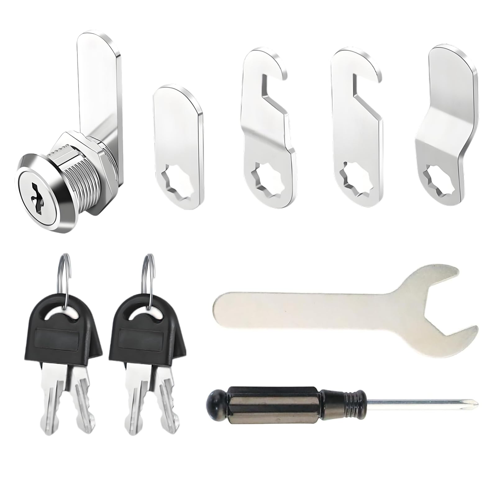 1 Stück Briefkastenschloss 25mm, Kommt mit 5 Verschiedene Schlossplatten, 4 Schlüssel Schrankschloss, Schranktüren, Schloss Briefkasten, Hebelschloss für Briefkästen, Möbelschloss Bewachen Eigentum