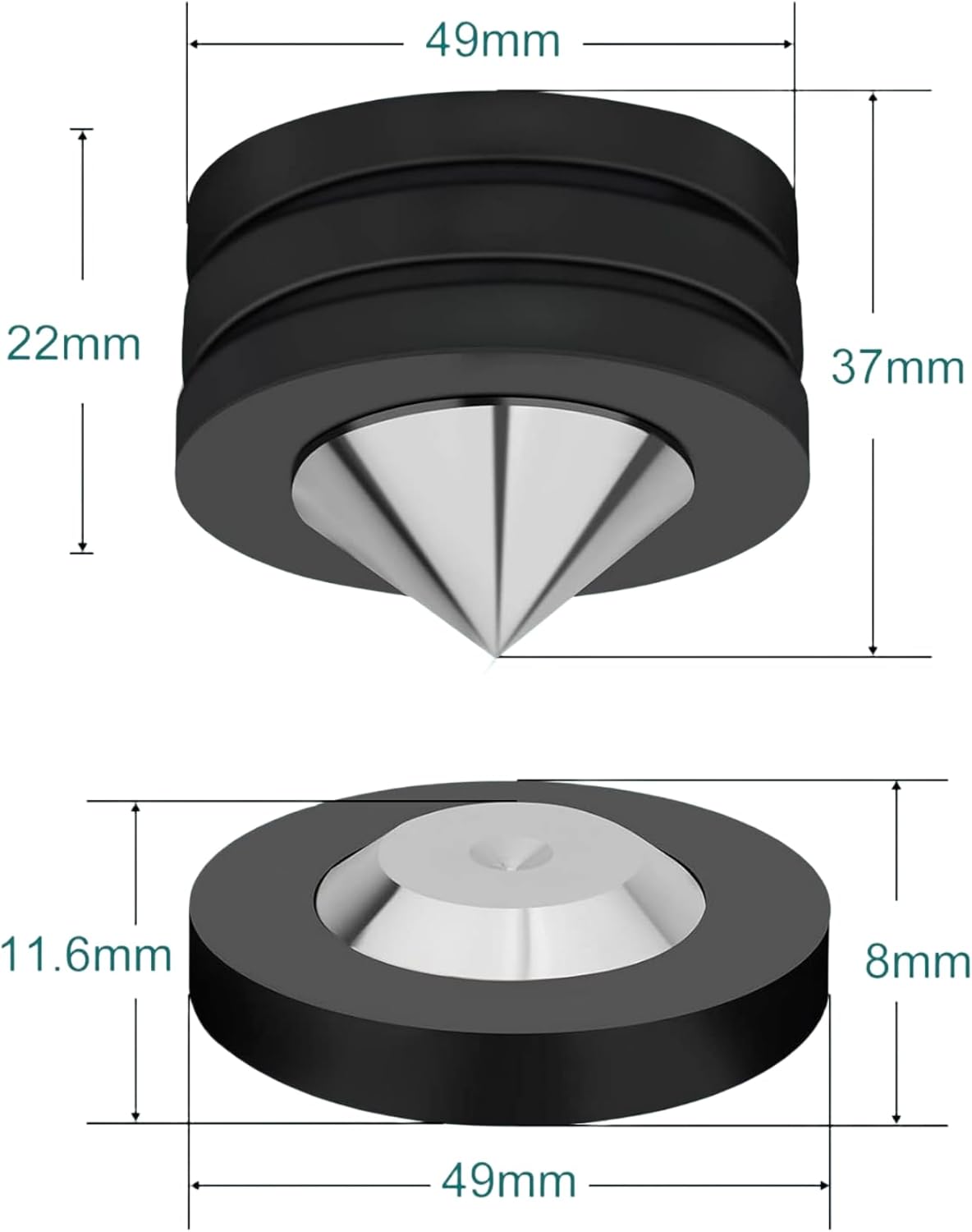 4 Pcs Speaker Feet Isolation Pads POM Spike Stand Subwoofer Feet with Stainless Steel Speaker Pads for Vibration Damping,HiFi Speakers,Audio Amplifiers,DAC and CD Player (49X35mm, Speaker Feet Pads)