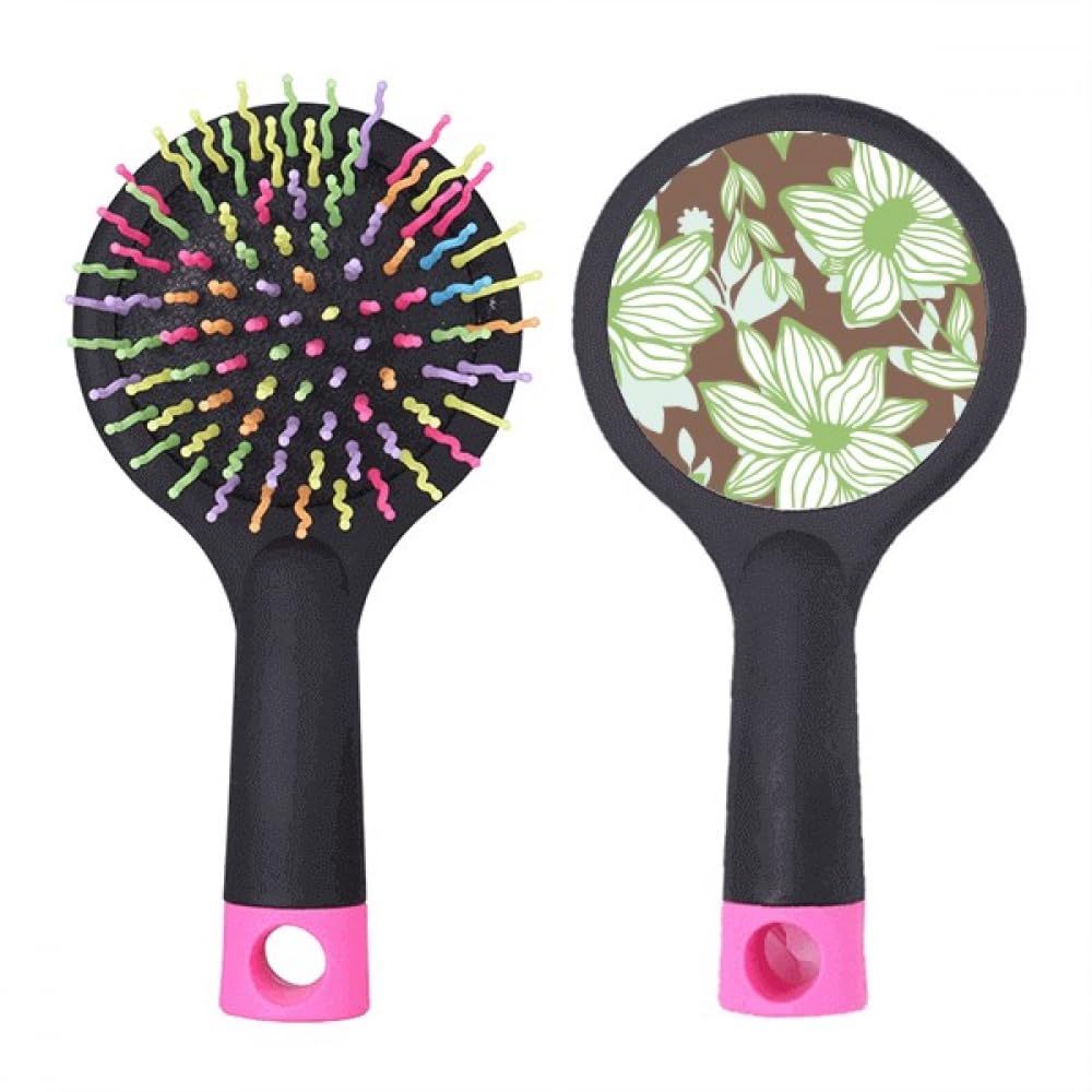 Brosse à cheveux démêlante anti-casse verte et marron à base coussin protectrice - 4