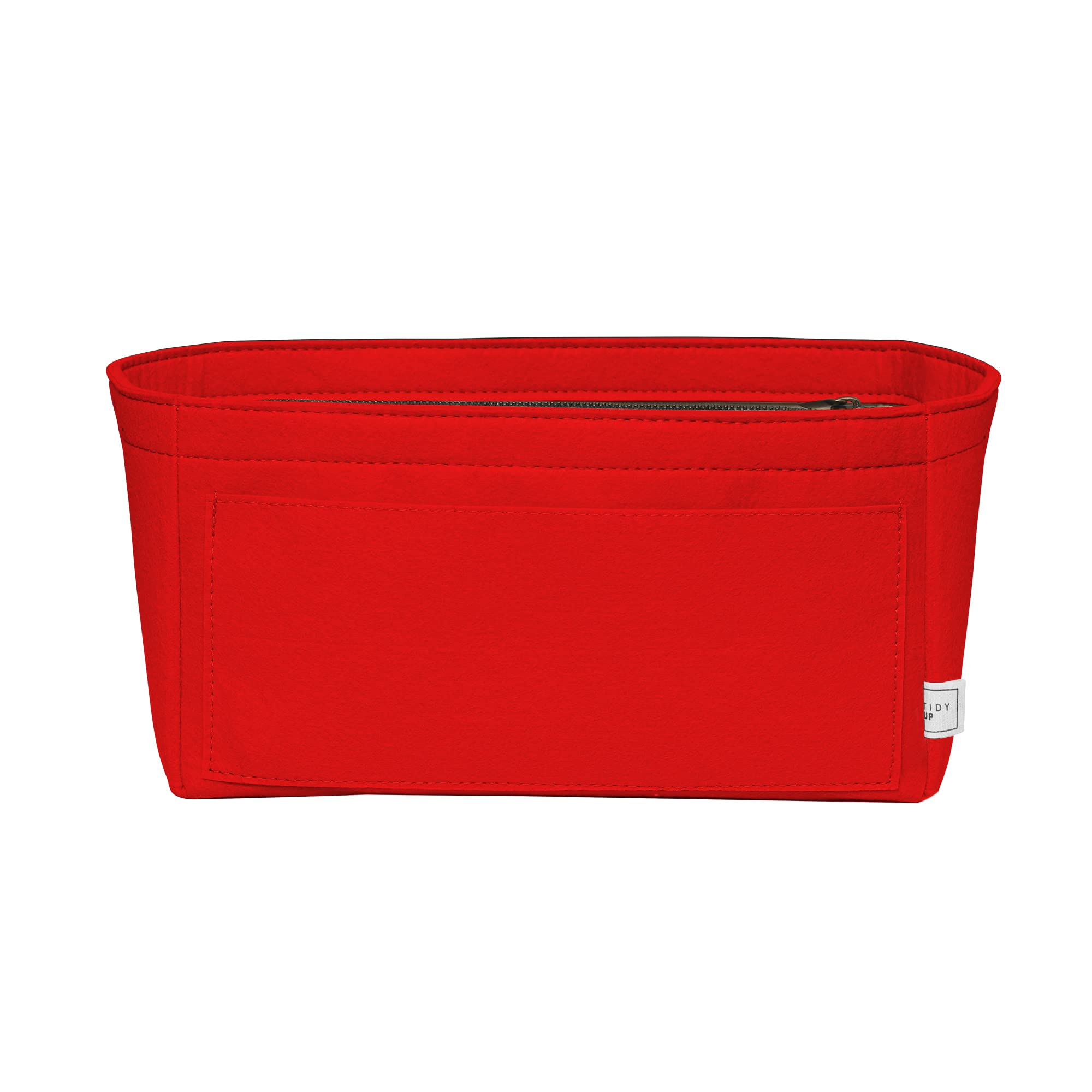TIDY UP Ezra Expansive Felt Bag Organizer Insert for Women's Handbag, Tote, and Travel Organizer with Multiple Compartments - Stylish Toiletry and Cosmetics Storage Solution for Ladies (Red)