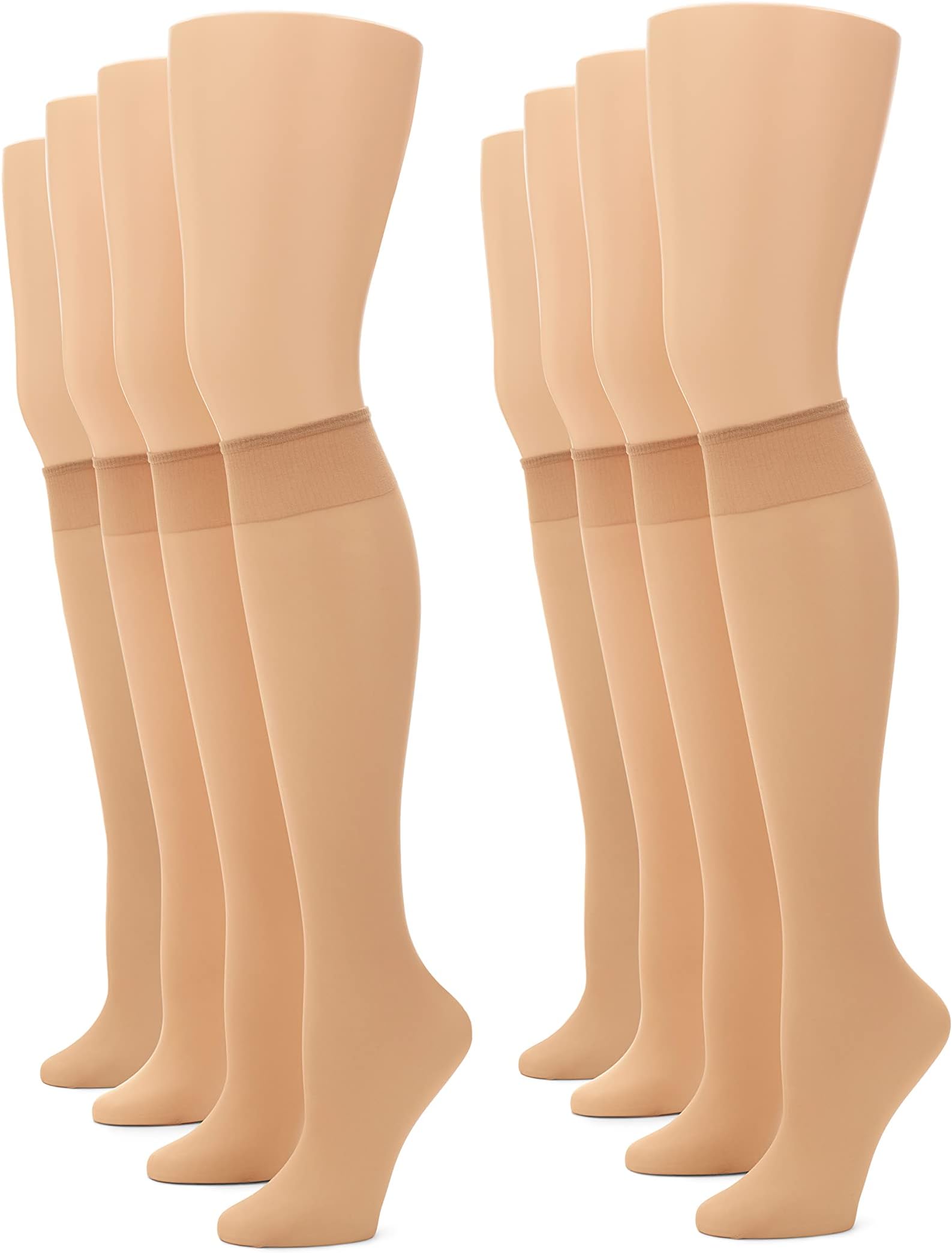 Women's Sheer Knee Highs with Comfort Top Nylon Trouser Stockings Value Pack