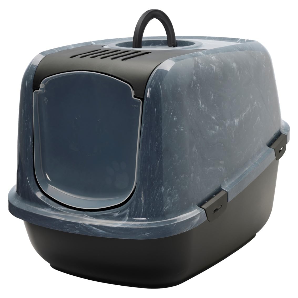 bac litiere pour Chat - Savic Nestor Jumbo Marble - Gris/​Noir - XXL - façade ouvrante - Dos Haut - Filtre à Charbon - 66,​5x48,​5x46,​5 cm