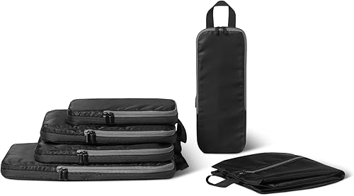 Tienda Essentials Organizador de embalaje de compresión ultraligero, Negro -, Paquete de 6, Compresión ultraligera