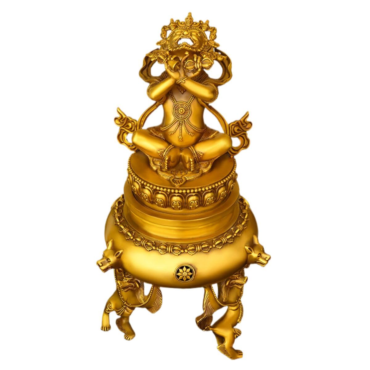 铜器 香炉 三足象耳三面狮头香炉 香道具 工艺品 美术品 摆件