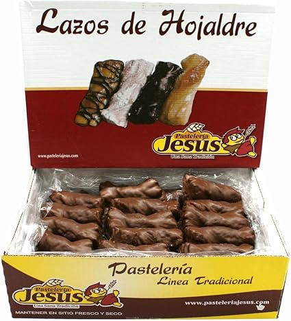 Lazos de Hojaldre Bombón Jesús - 2,5 kg - Artesanales cubiertos de chocolate