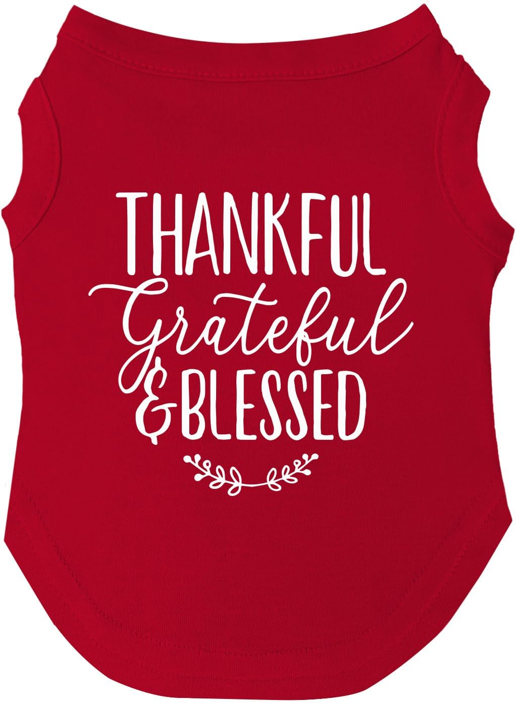 Thankful Grateful Blessed Dog Hoodie | Fleece Lined |Leash Hole| Thanksgiving | Fall|Red, 3X-Large 273