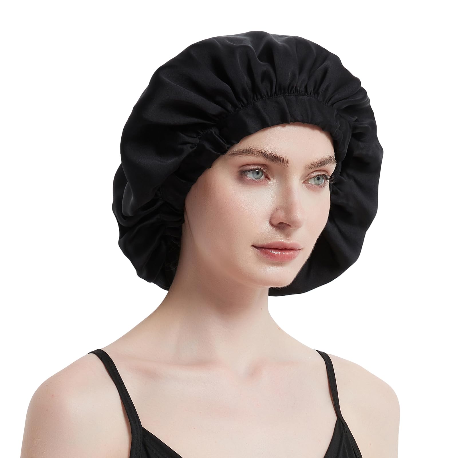 ALASKA BEAR 100% Mulberry Silk Bonnet Sleep Cap Breathable Head Wrap for Natural Curly Hair, 25 Momme Both Sides Silky Smooth with Adjustable Buckle