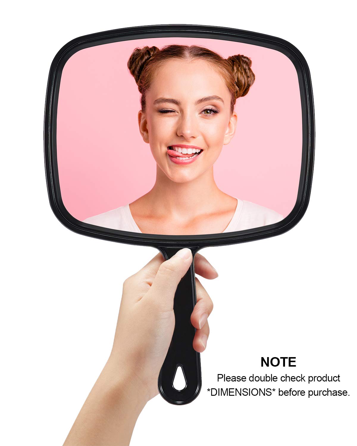 PROTECLE Large Hand Mirror, Salon Barber Hairdressing Handheld Mirror with Handle (Square Black 10.3"x7.4") : Beauty & Personal Care