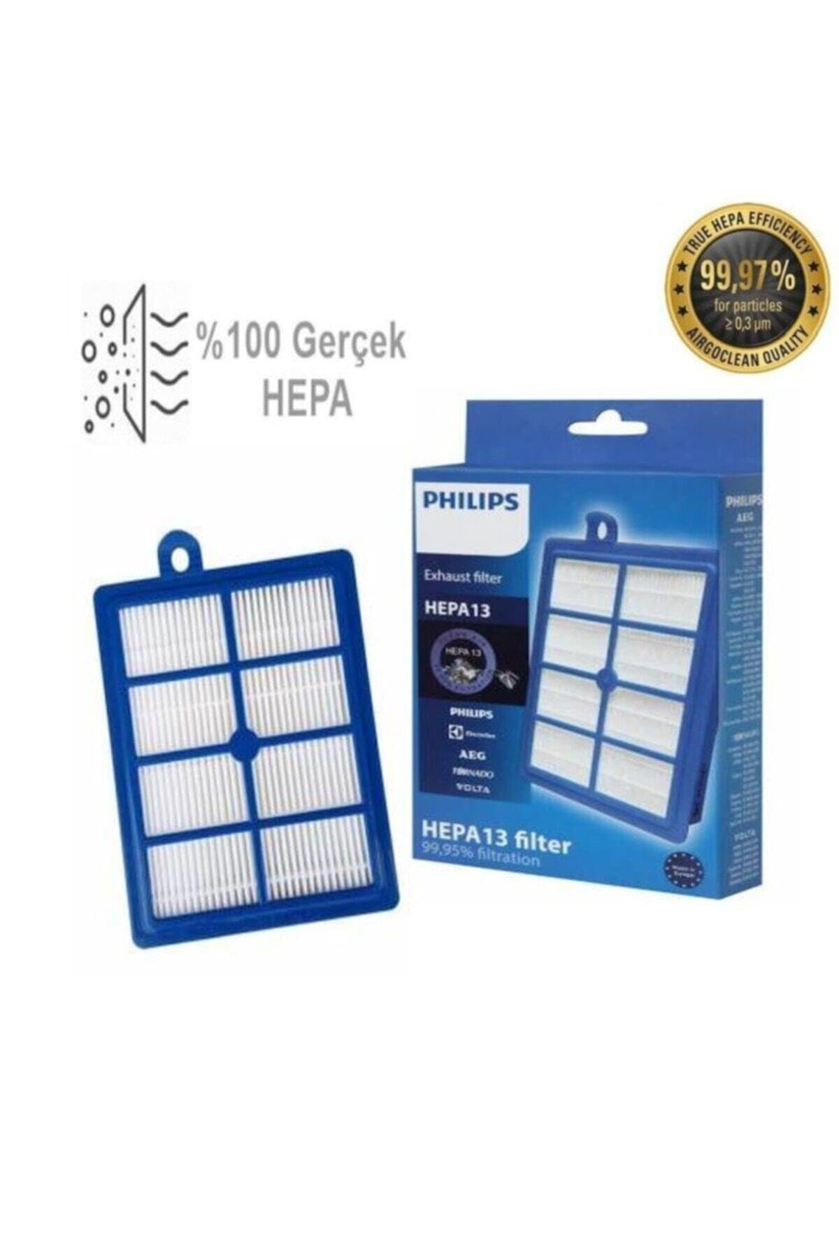 MFS Philips FC 9073 Jewel ile Uyumlu HEPA Filtre, Mavi
