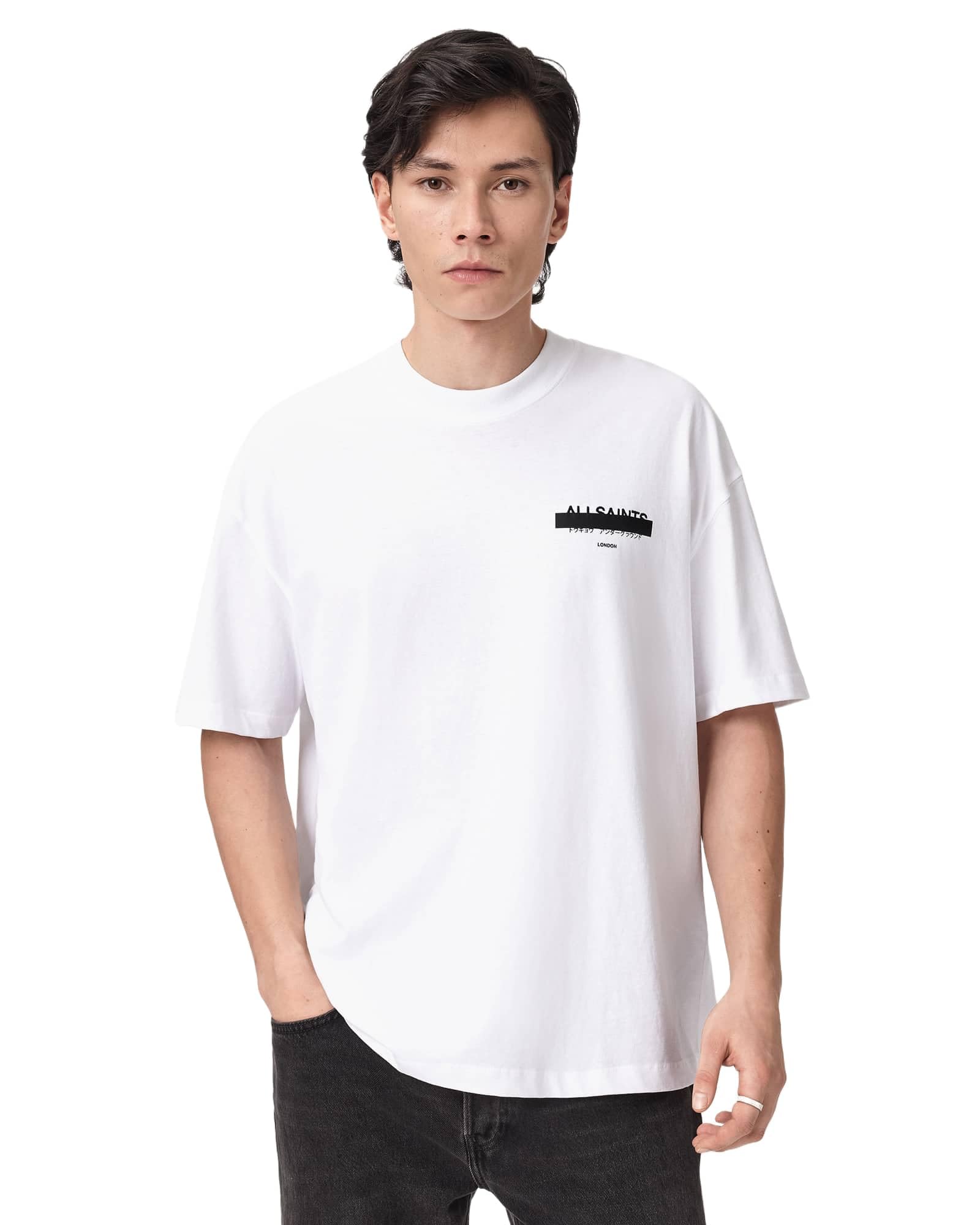 Allsaints Redact Short Sleeve Crew Neck Shirt Redact - Maglietta Girocollo a Maniche Corte Uomo