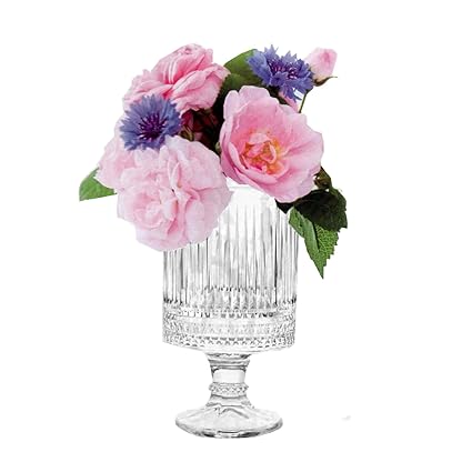 Incrizma Embossed Big Base Vase, Vintage Crystal Clear Flower Vases, Decorative Hydroponic Plant Vase for Wedding, Party, Office, Home, Boho Style Decoration (1, Transprent)