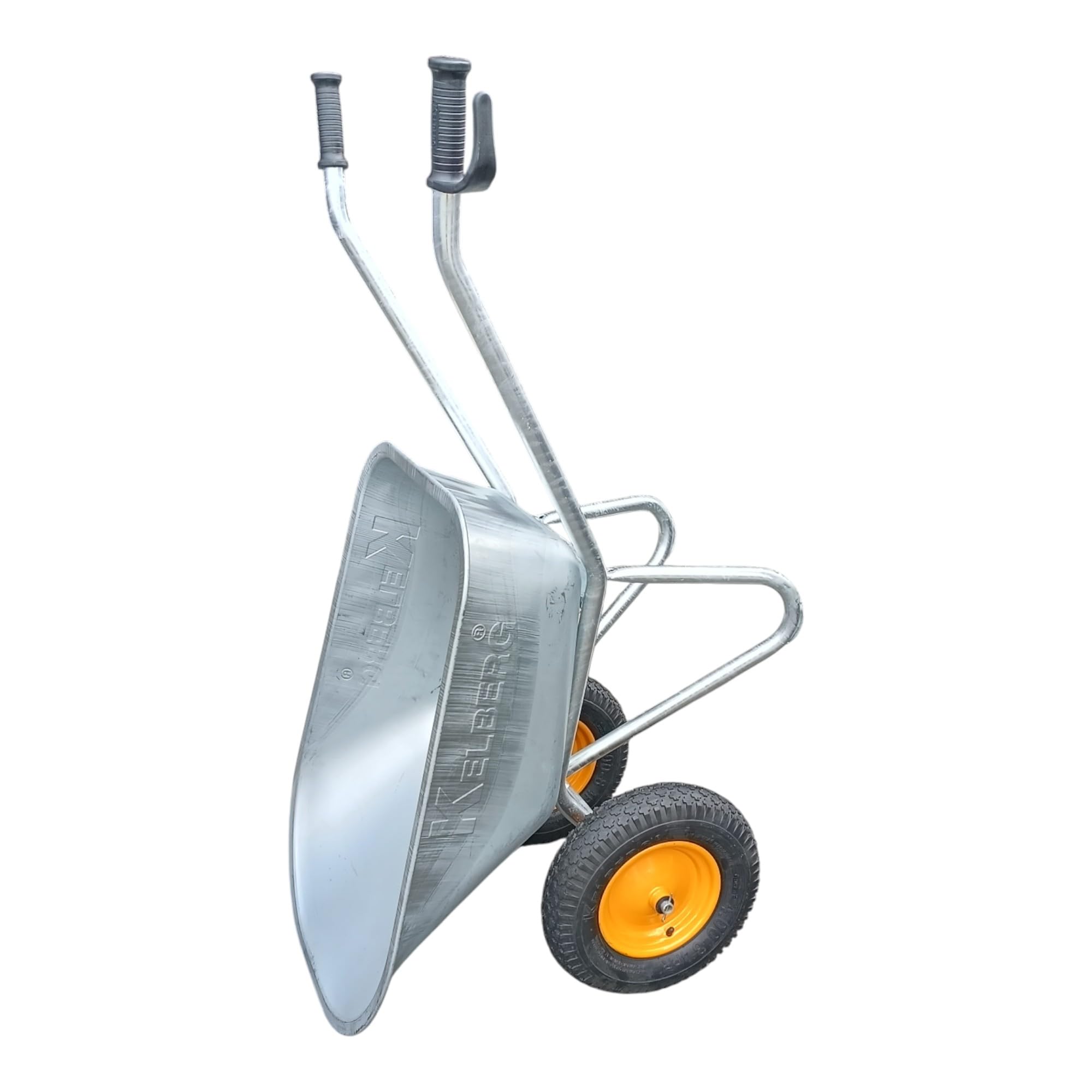 Schubkarre Agro 130L – 2-Rad – verzinkte Stahlmulde – stabile BAU-Schubkarre – 200 kg Traglast – für Garten, Hof & Baustelle 400-8 4PR Rad