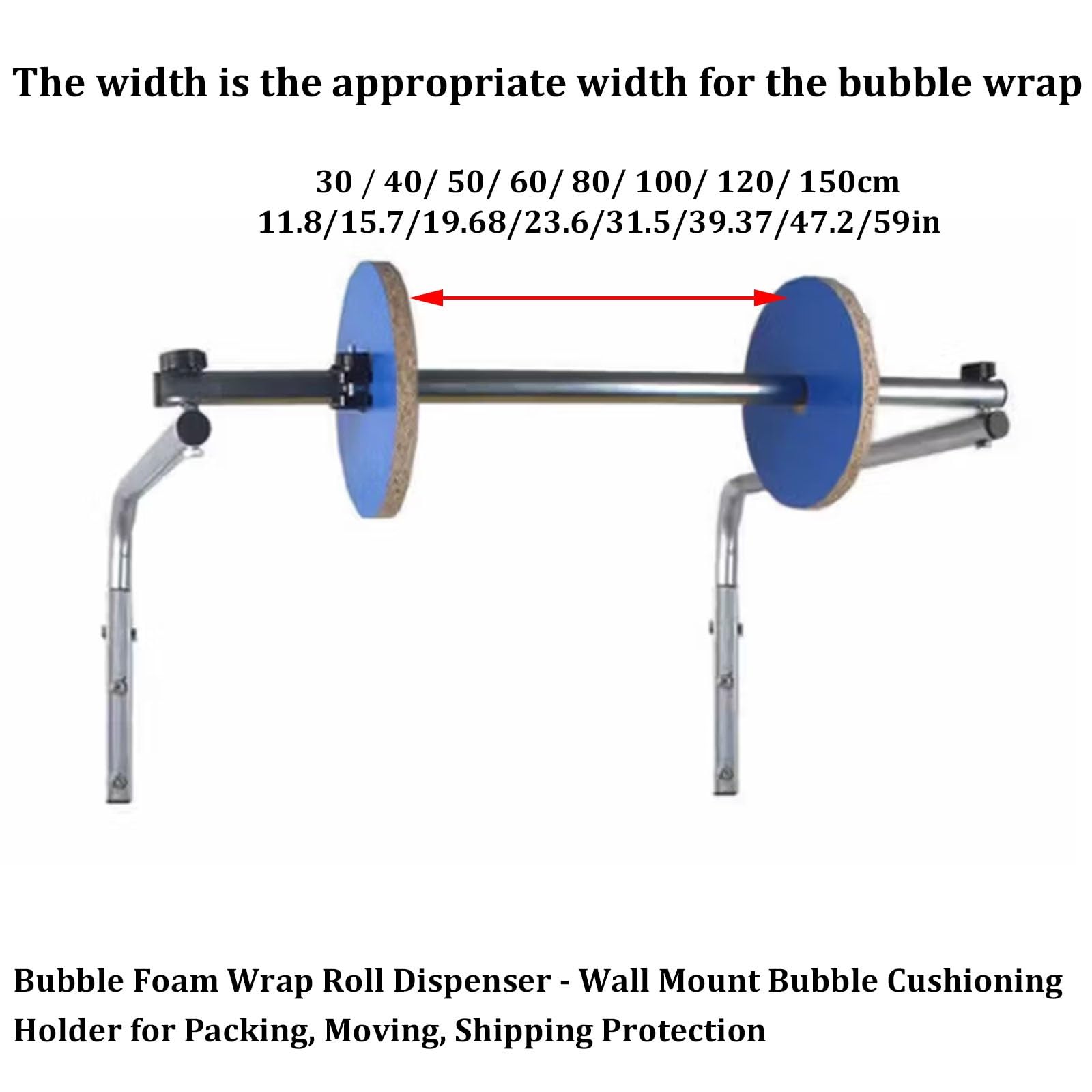 Dispensador de rollos de espuma de montaje en pared, soporte de amortiguación de burbujas para embalaje y envío, construcción de acero duradero para uso en almacén y fábrica