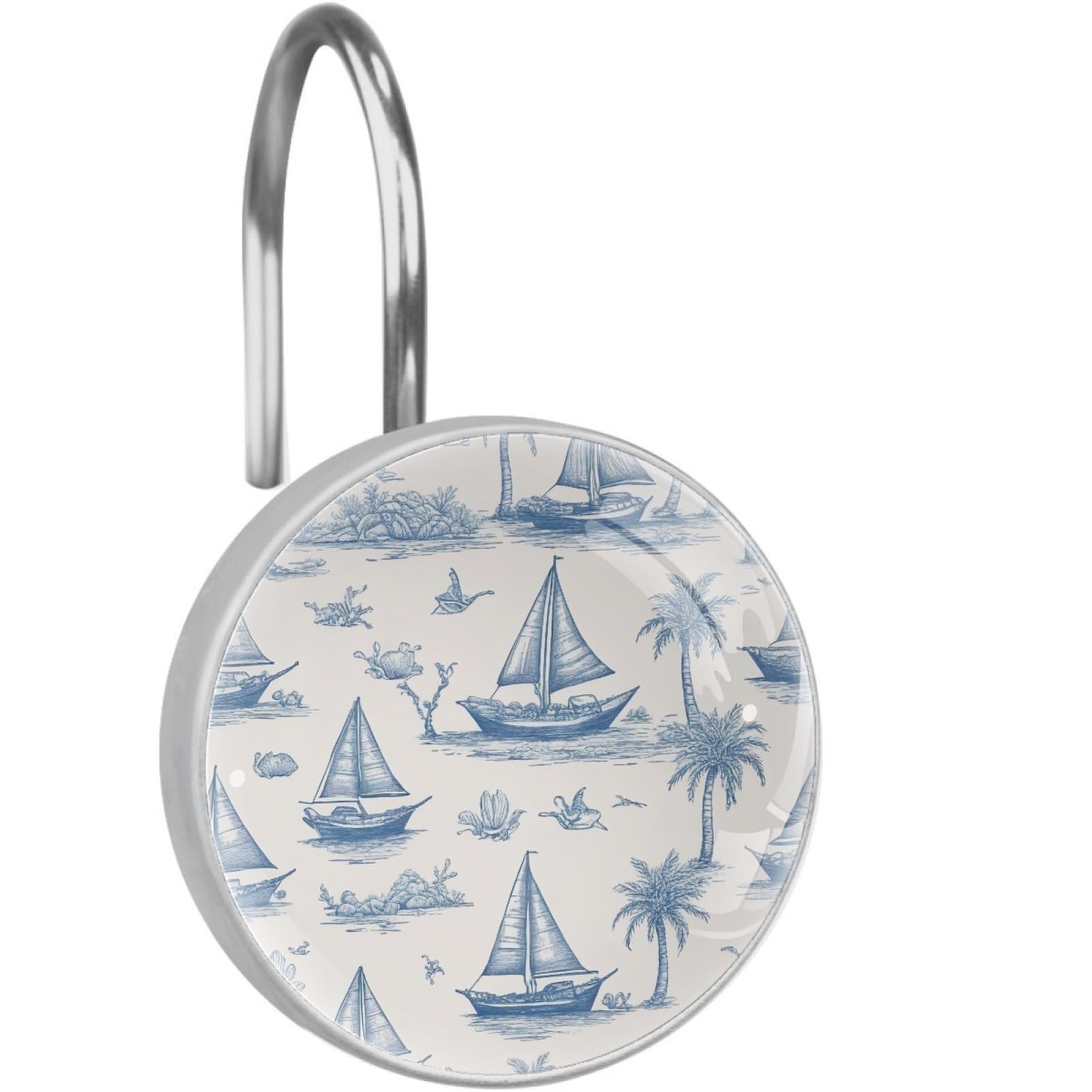 VAPOKF Shower Curtain Hooks, 12PCS Sailboat Shower Curtain Hook for Bathroom Decors Home Bedroom
