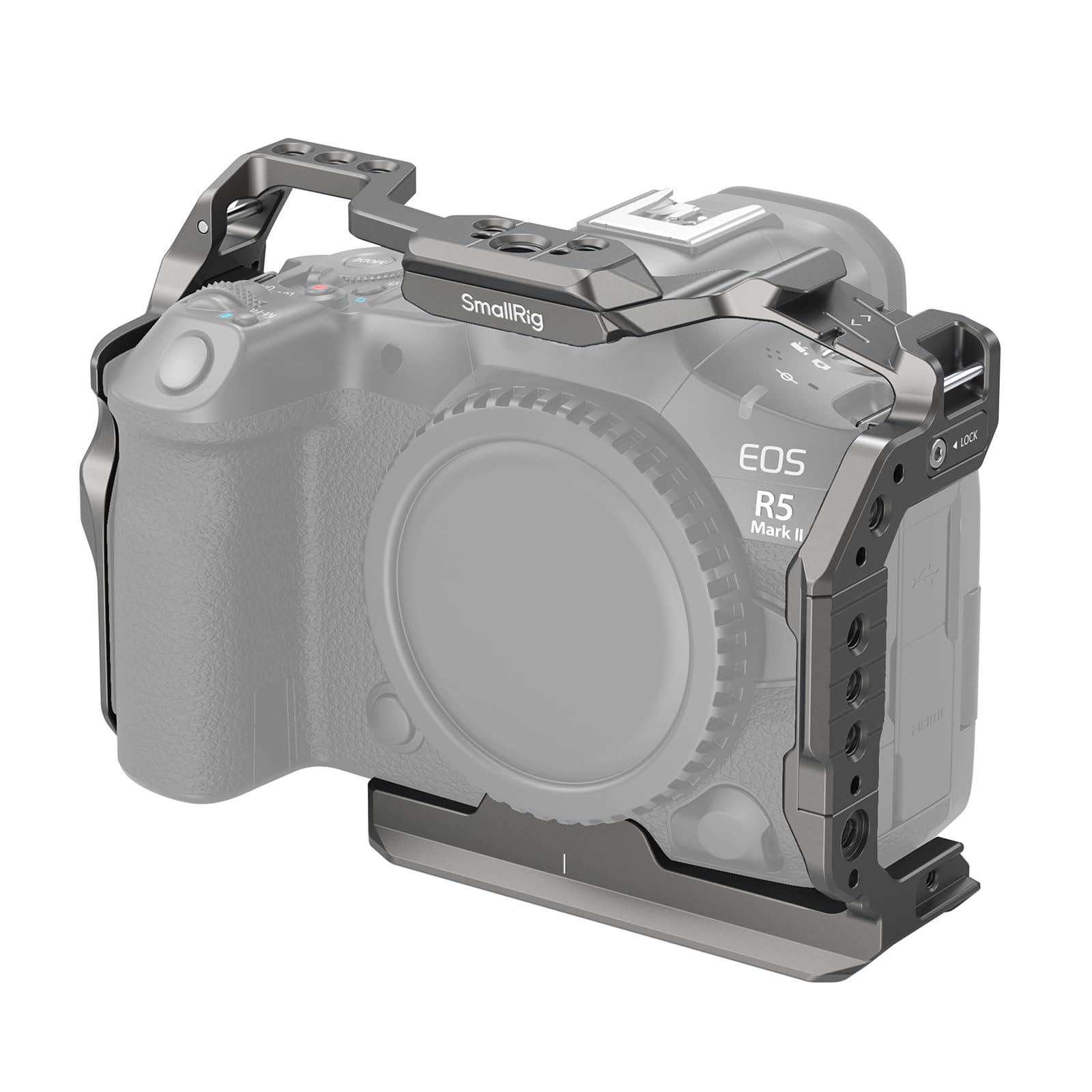 SmallRig R5 II Camera Cage, HawkLock Quick Release Cage for Canon EOS R5 Mark II with Tempered Screen Protector, with 1/4"-20 and 3/8"-16 Threaded