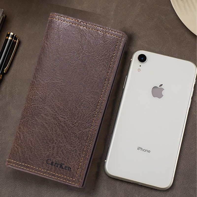 Image of Kraptick Women's Modern Brown Faux Leather Bi-Fold Card Wallet, 2 Compartments, 2 Pockets, Slim and Compact, Magnetic Closure, Unisex Adult