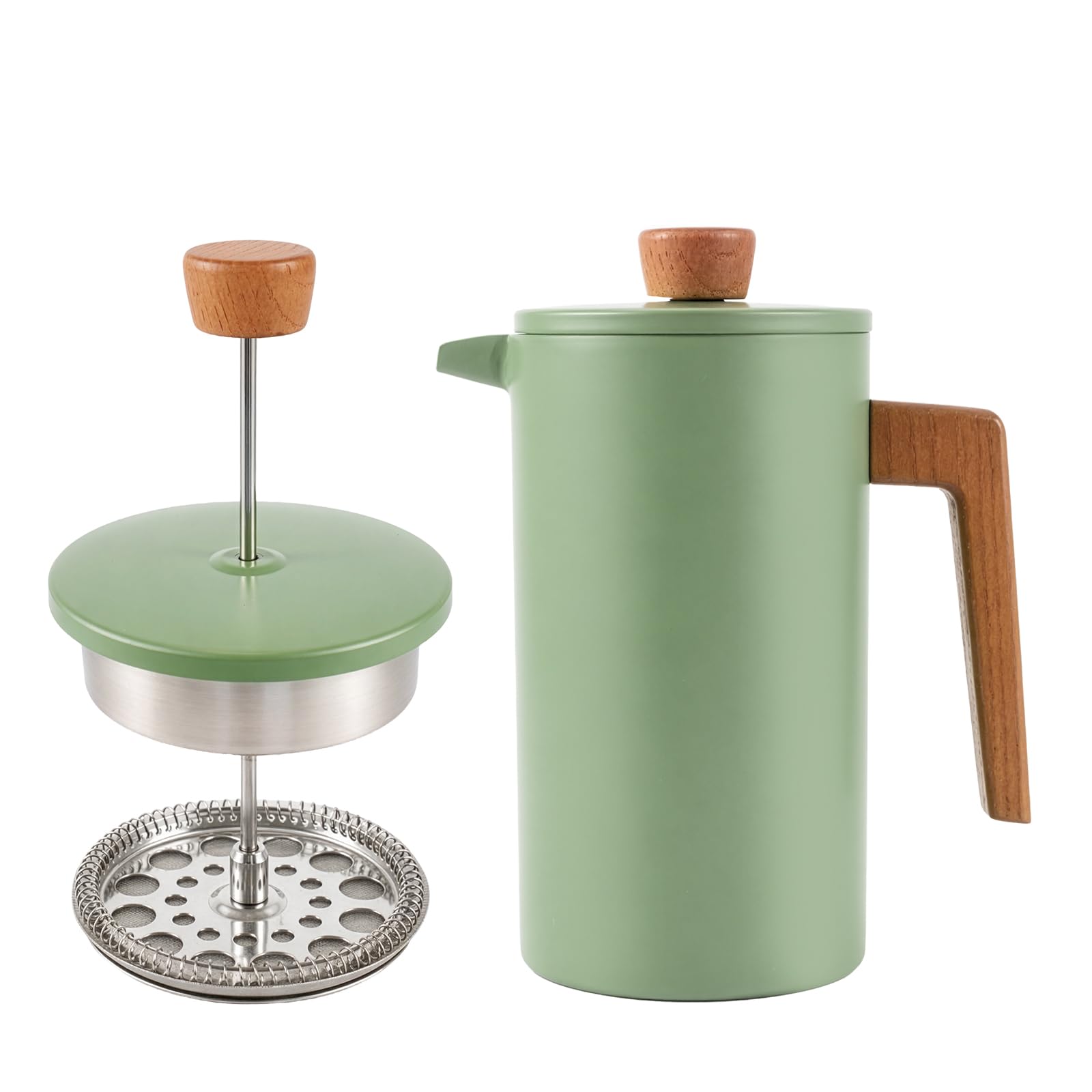 GREENSAPPIRE French Press Coffee Maker 34oz/1000ml, Double Wall Insulated Stainless Steel Cafetiere Heat Resistant Coffee Press with 4 Filter System Durable Rust-Free Coffee Pot for Home
