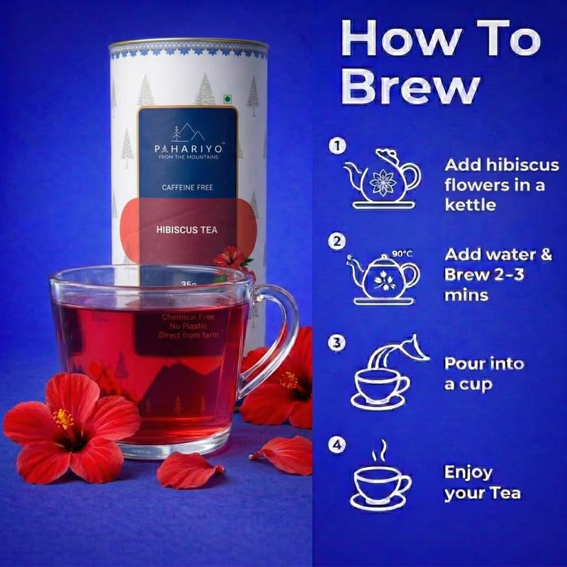 Image of PAHARIYO Rose 30G, Spearmint 35G, Hibiscus 35G, Stainless Steel Tea Ball Infuser 4 In 1 Combo Pack | Immunity Booster | Reduce Anxiety | Flower And Dried Leaf Based Herbal | Pack Of 4