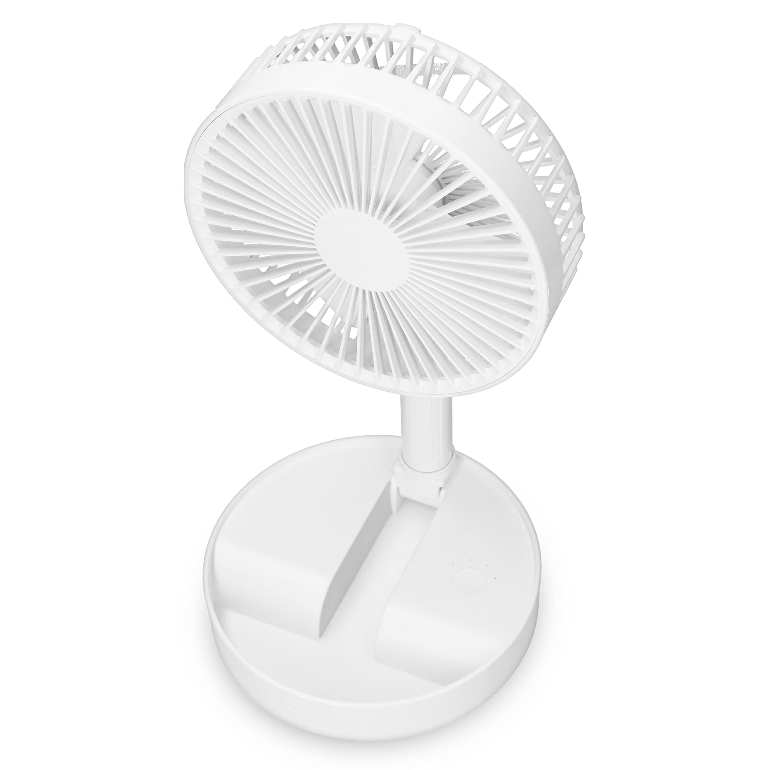 Trebs 99380 Ventilatore da tavolo - Portatile e alimentato a batteria - Supporto telescopico - Batteria 10000 mAh - 4 velocità - Bianco