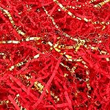 Zwish 1LB Red & Gold Crinkle Cut Paper Shred Filler Metallic Iridescent Gift Boxes Filler Gift Baske