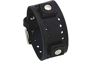 20mm Lug Width Black Wide Leather Nemesis Watch Band