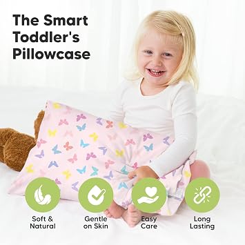 KeaBabies Toddler Pillowcase 13x18 Organic Cotton Cover (Flutter) | Standard Toddler Pillowcase for Kids, Boys Girls, Soft, Durable Cotton Cover for Miniature Sleepy Pillow Cute Color No Pillow
