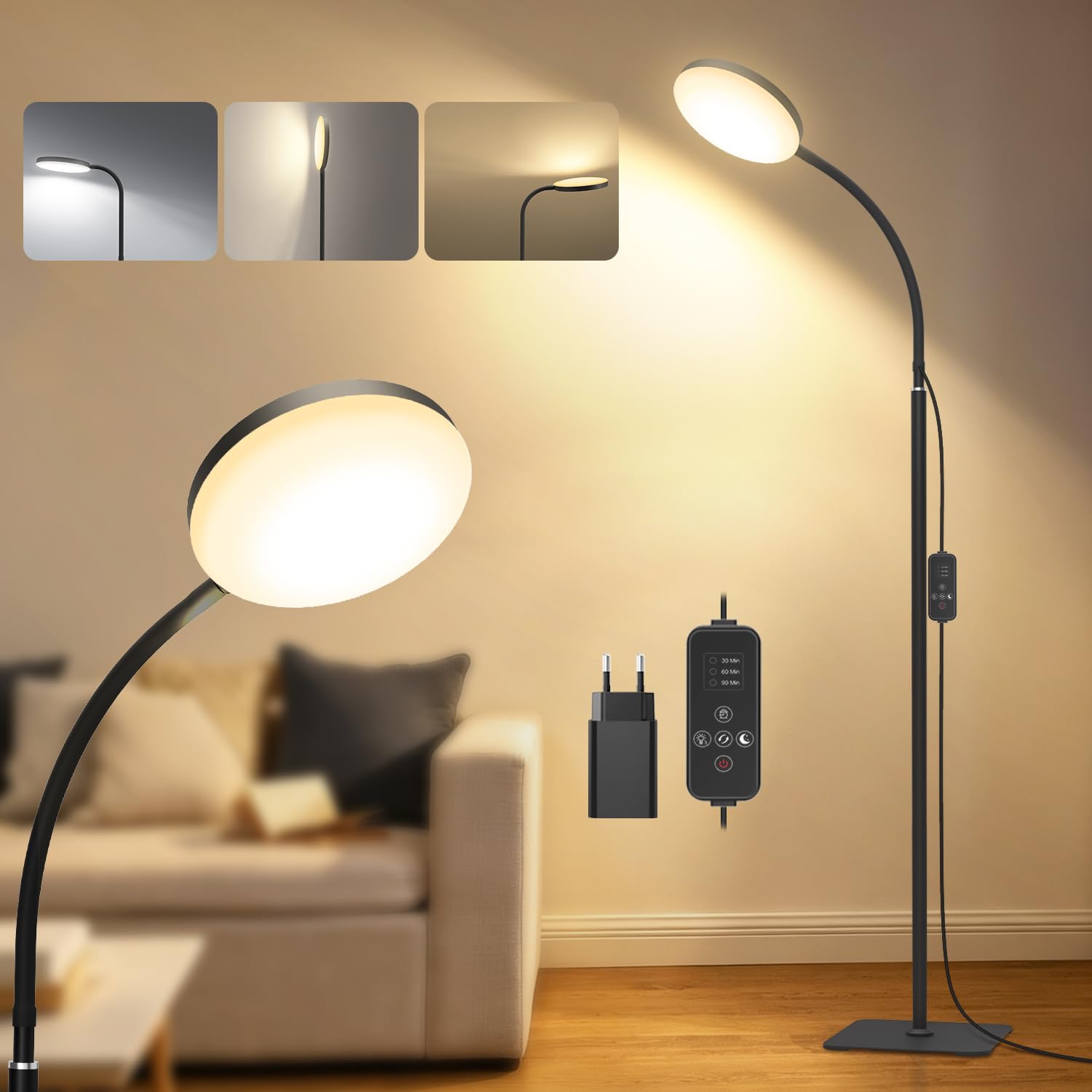 LED Floor Lamp for Living Room Bedroom, 10W Dimmable Standing Reading Light