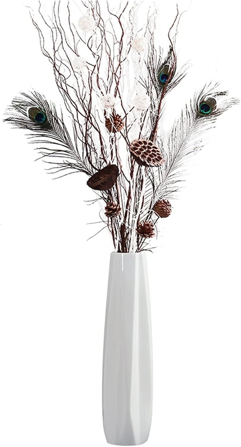 Amazon｜陶器の花瓶 床置き 背の高い花瓶 白 モダン ドライフラワー