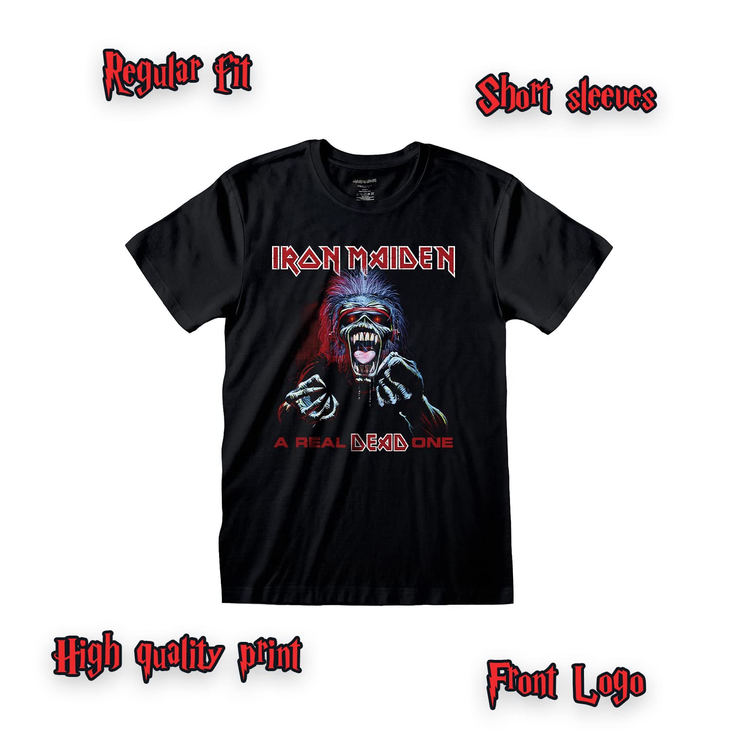 T-shirt Iron Maiden A Real Dead One T-shirt Rock Officiel Noir Band Heavy Metal Coton Unisexe. Adulte Garçon.