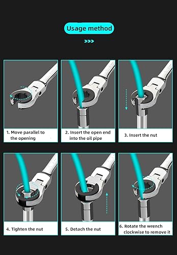 Miniatura 7 de Llave combinada de trinquete de tubería, llave de cabeza flexible, ajustable, herramientas manuales, herramientas de mantenimiento (tipo de