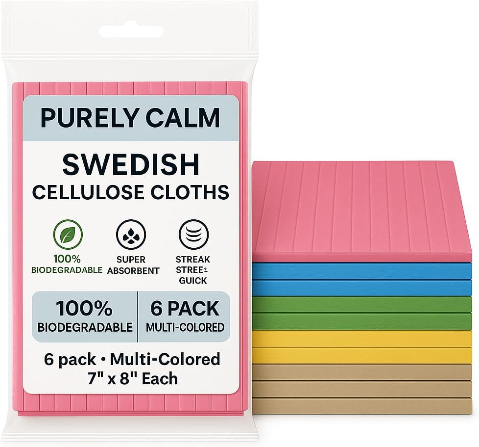 Swedish Cloth 6 Pack for Kitchen, Eco-Friendly Reusable Dish Towels, Absorbent and Odor-Free Cleaning Cloths for Home