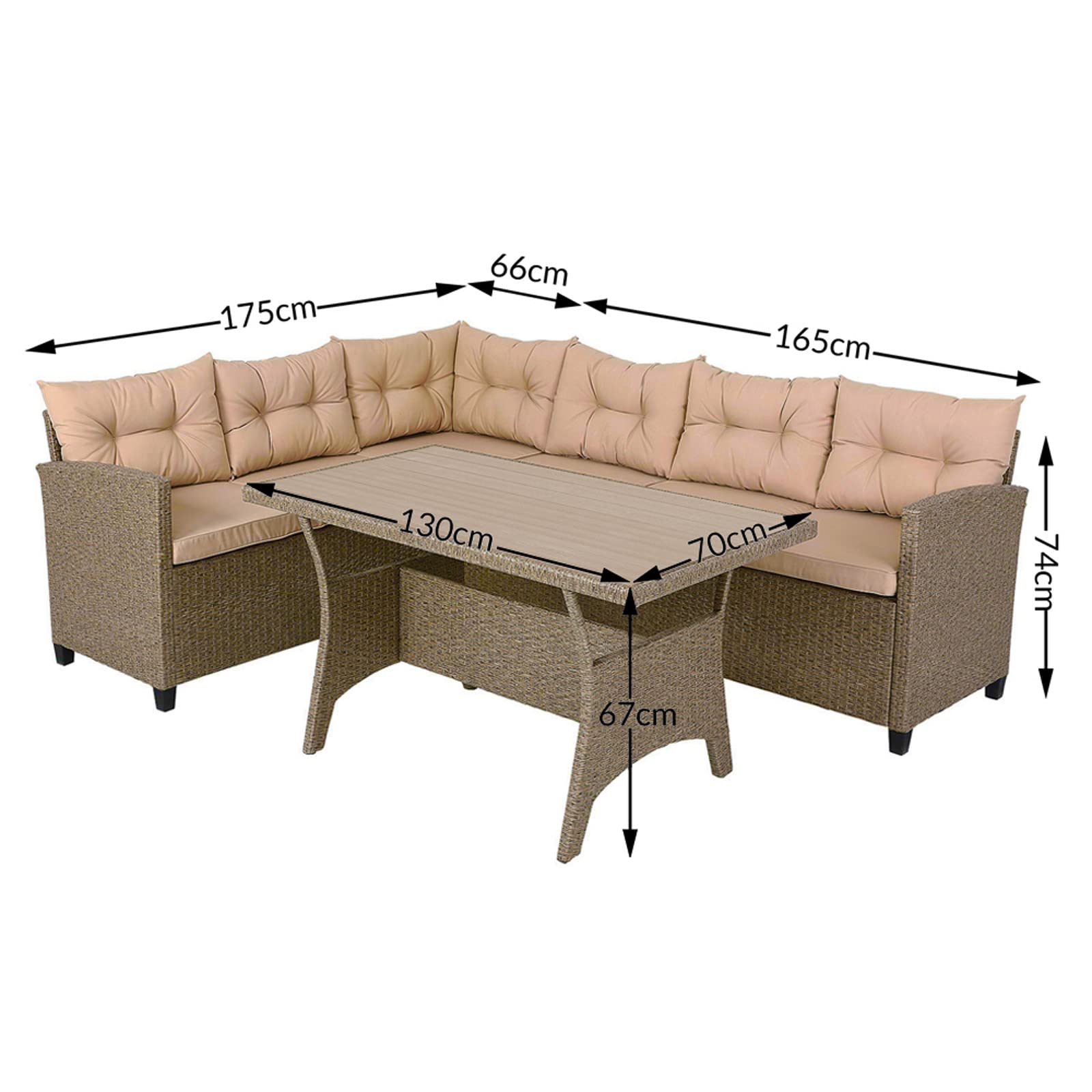 Casaria Salon de Jardin en polyrotin Gris 6 Personnes Mobilier de Jardin avec Coussins Meuble Extérieur Mobilier de Terrasse Patio