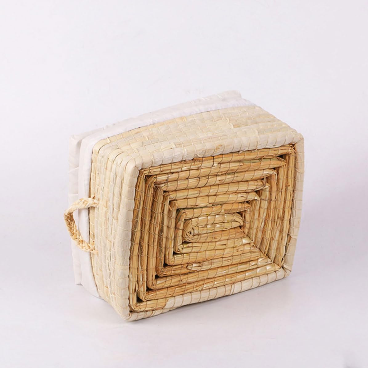 Handgewebter Brotkorb mit Deckel und Futter für Brot und Brötchen