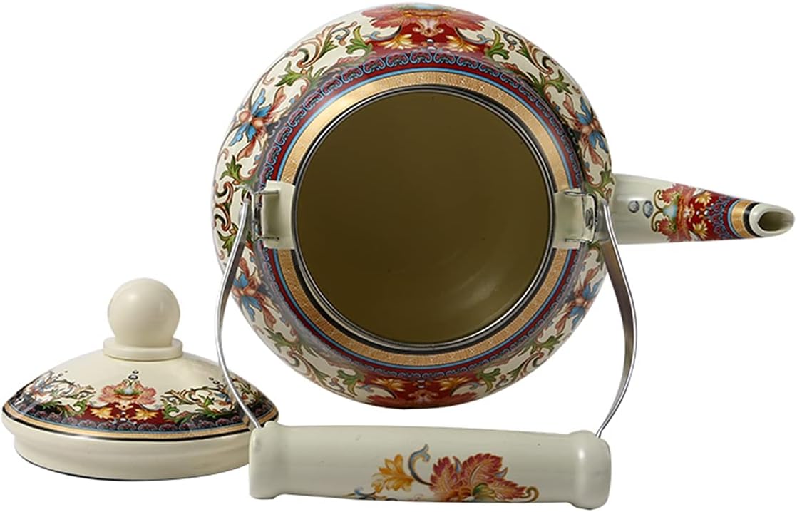 Enamel Kettle, 1.5L/2L/2.5L Teapot Coffee Pot for Induction Cooker Gas Stoves, Coffee Maker Cool Boiling Water Pot,for Kitchen Restaurant Hotel Tea House-2L