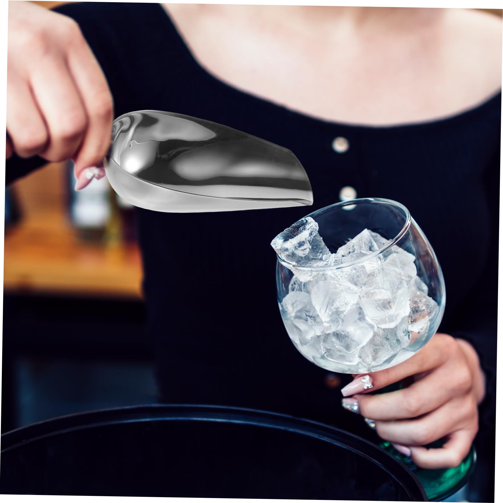 KICHOUSE Ice Scoopers Ice Tongs Ice Machine Scoop Stainless Ice Bar Holder French Fries Shovel Kitchen Shovel for Kitchen