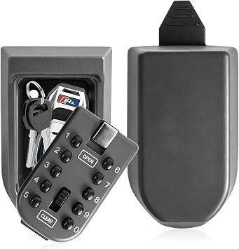 Combination Key Lock Box - Best Outdoor Wall Mounted Safe Key Box - Set Your Own Combination - Great For Elderly Parents Spare House Keys Black cover
