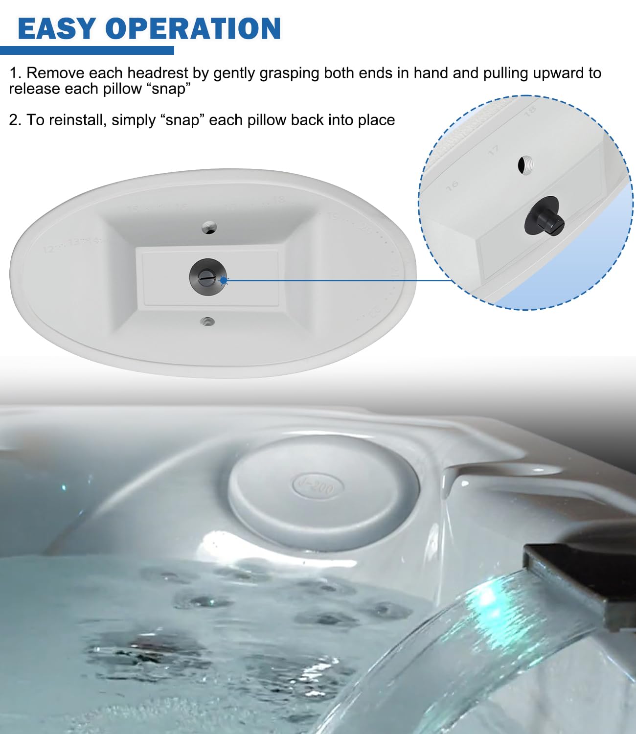 Bonbo 2er-Pack 2472-828 ovales graues Spa-Kissen für Whirlpool der J-200-Serie J-200, inklusive J-230 J-235 J-245 J-270 J-275 J-280