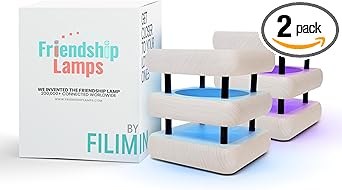 Friendship Lamp® by Filimin Set of 2 Long Distance Touch Lamps – WiFi Connected, Long Distance Gifts, Touch Activated Table Lamp, Long Distance Friendship Gifts, LED Light - Mini Mid White/Black